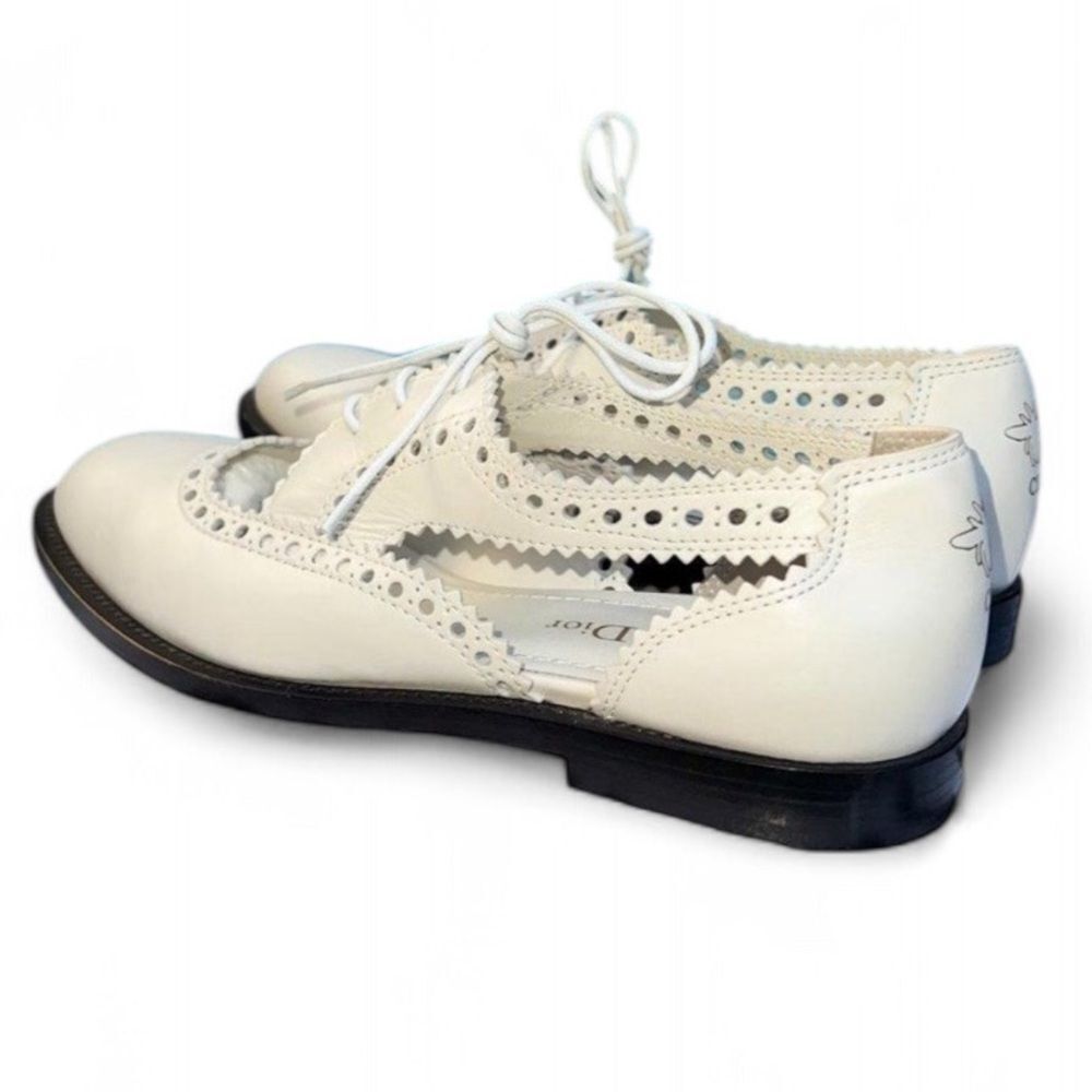 DIOR Teddy-D Derby Off White Cut-Out Accent Calf-Skin Oxfords Size EU37 D - Picture 5 of 12